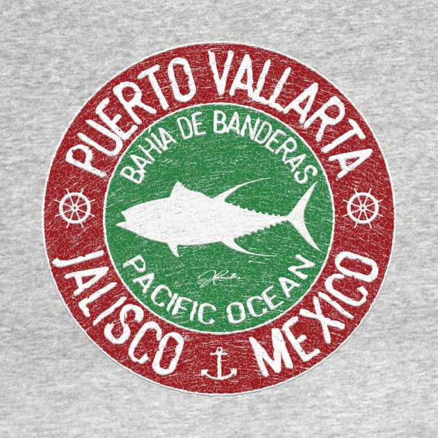 Puerto Vallarta, Jalisco, Mexico, with Yellowfin Tuna Silhouette by jcombs